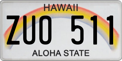 HI license plate ZUO511