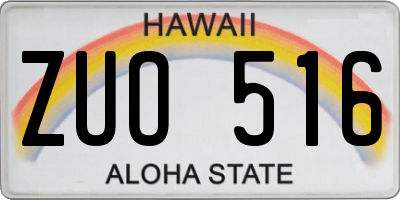 HI license plate ZUO516