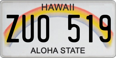 HI license plate ZUO519