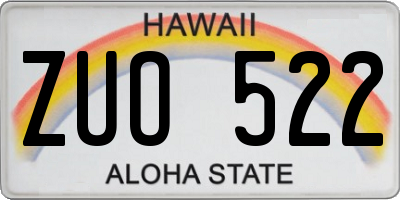 HI license plate ZUO522