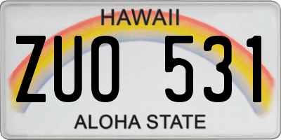 HI license plate ZUO531
