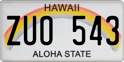 HI license plate ZUO543