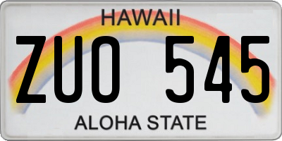 HI license plate ZUO545