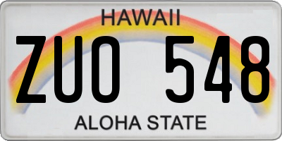 HI license plate ZUO548