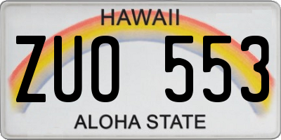 HI license plate ZUO553