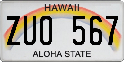 HI license plate ZUO567