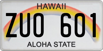 HI license plate ZUO601