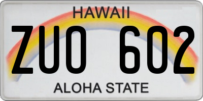 HI license plate ZUO602
