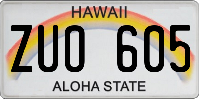 HI license plate ZUO605