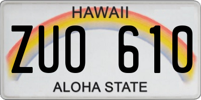 HI license plate ZUO610