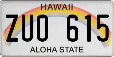 HI license plate ZUO615