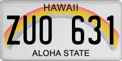 HI license plate ZUO631