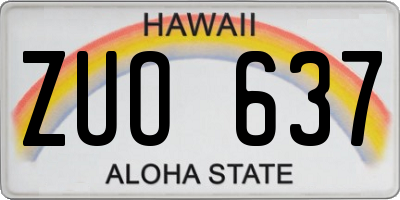HI license plate ZUO637
