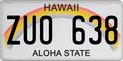 HI license plate ZUO638