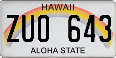 HI license plate ZUO643