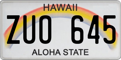 HI license plate ZUO645