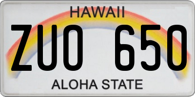 HI license plate ZUO650