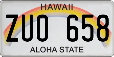 HI license plate ZUO658