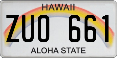 HI license plate ZUO661