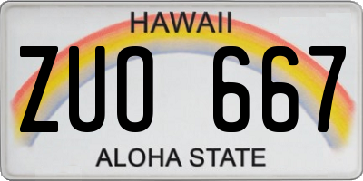 HI license plate ZUO667