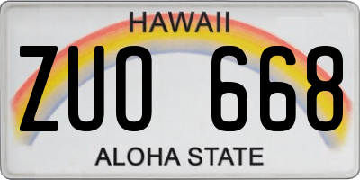 HI license plate ZUO668