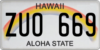 HI license plate ZUO669