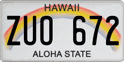 HI license plate ZUO672