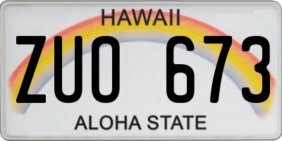 HI license plate ZUO673