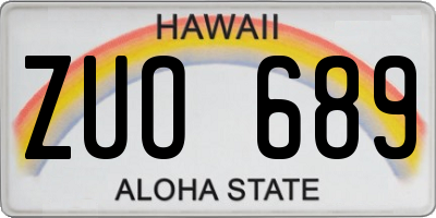 HI license plate ZUO689