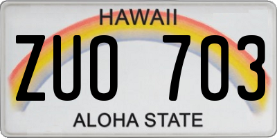 HI license plate ZUO703