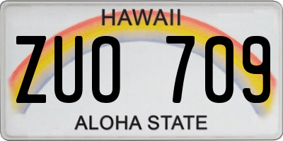 HI license plate ZUO709