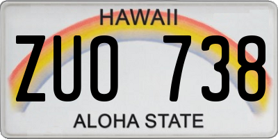 HI license plate ZUO738