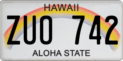 HI license plate ZUO742