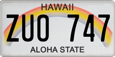 HI license plate ZUO747