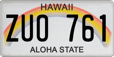 HI license plate ZUO761