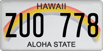 HI license plate ZUO778