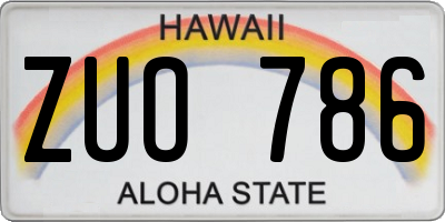 HI license plate ZUO786