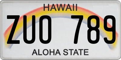 HI license plate ZUO789