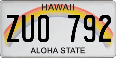 HI license plate ZUO792