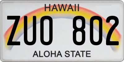 HI license plate ZUO802