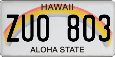 HI license plate ZUO803