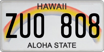 HI license plate ZUO808