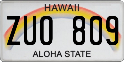 HI license plate ZUO809