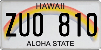 HI license plate ZUO810