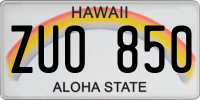 HI license plate ZUO850