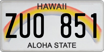 HI license plate ZUO851