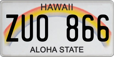 HI license plate ZUO866