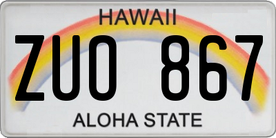 HI license plate ZUO867