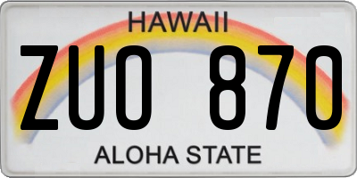 HI license plate ZUO870