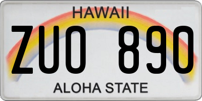 HI license plate ZUO890